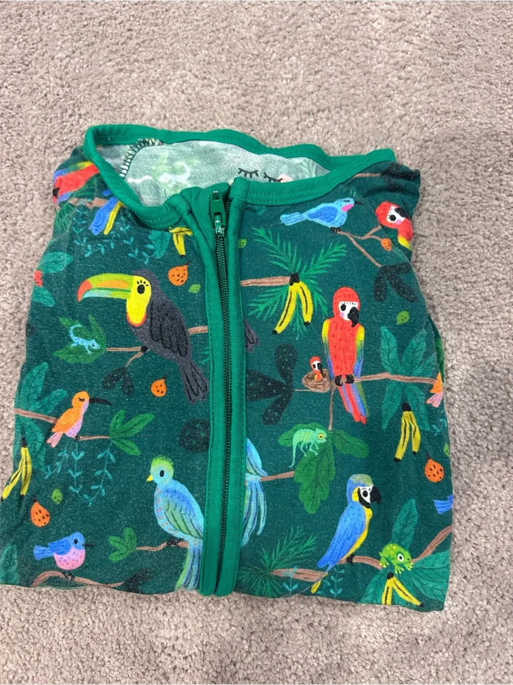 Little Sleepies Green Tropical Parrot Zippy